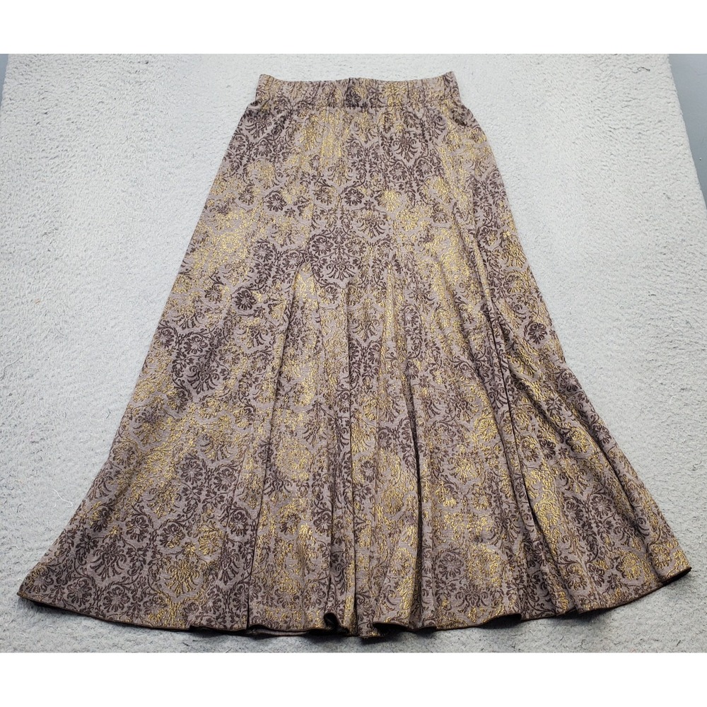 Chico's A-Line Skirt Womens 0 Multi Damask Print Boho Stretch Elastic Waist